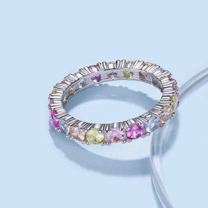 [Joyas Regalia] Anillo de tenis de corte redondo deslumbrante y brillante