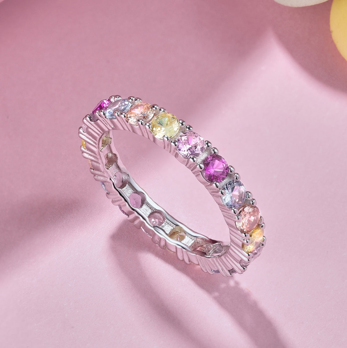 [Joyas Regalia] Anillo de tenis de corte redondo deslumbrante y brillante