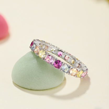 [Joyas Regalia] Anillo de tenis de corte redondo deslumbrante y brillante