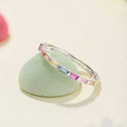 [Joyas Regalia] Exquisito anillo diario con corte esmeralda multicolor