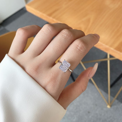 [Joyas Regalia] Anillo de banquete de 4,0 quilates con corte radiante y ornamentado
