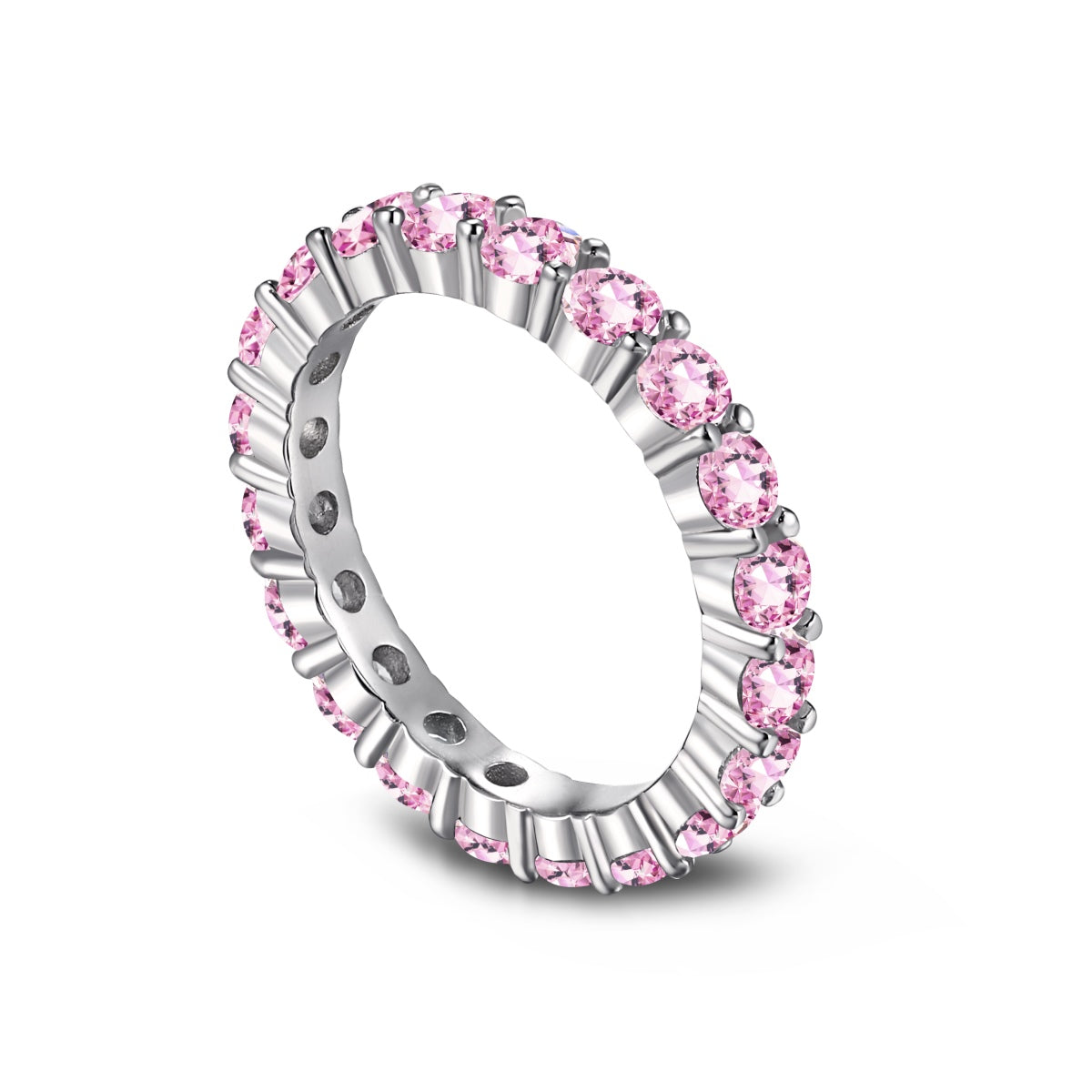 [Regalia jewelry]Sparkling Round Cut Tennis Ring