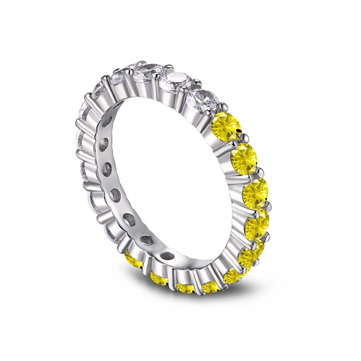 [Regalia jewelry]Sparkling Round Cut Tennis Ring