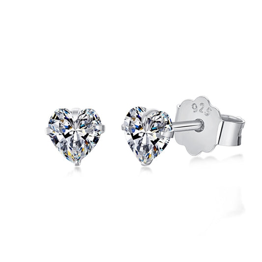 [Joyas Regalia] Pendientes sencillos con forma de corazón brillante