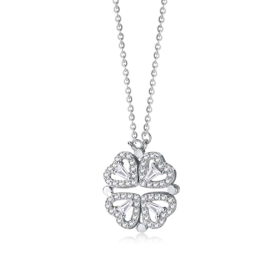 [Joyas Regalia]Collar con forma de flor tallada en forma de corazón adornado
