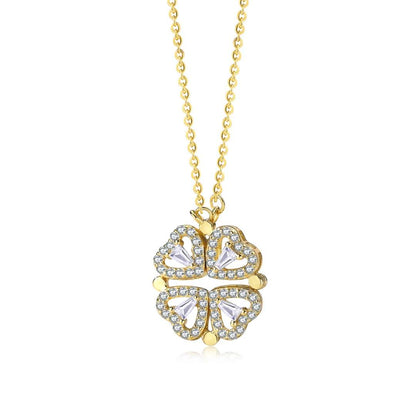 [Joyas Regalia]Collar con forma de flor tallada en forma de corazón adornado
