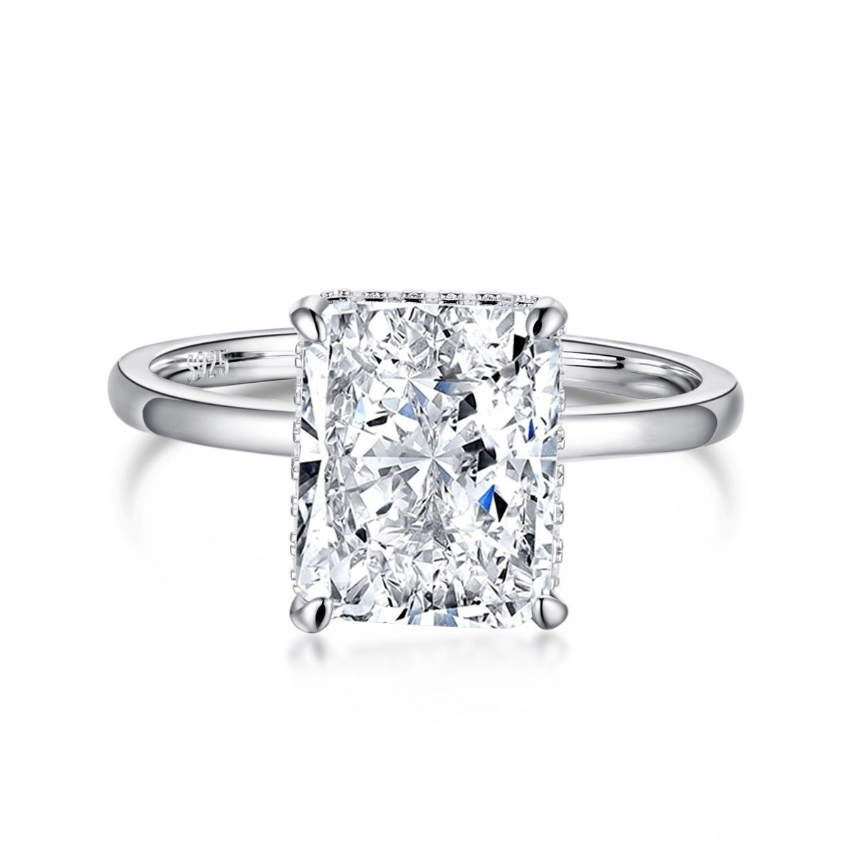 [Joyas Regalia] Anillo de banquete de 4,0 quilates con corte radiante y ornamentado