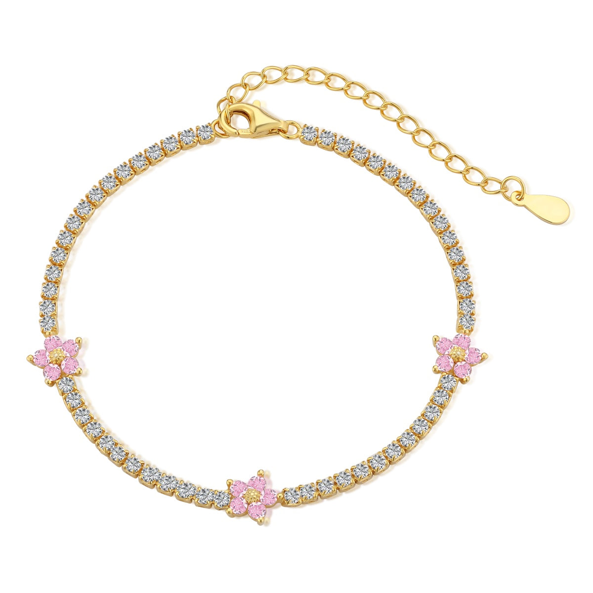 [Joyas Regalia] Pulsera de tenis con forma de flor brillante