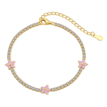 [Joyas Regalia] Pulsera de tenis con forma de flor brillante