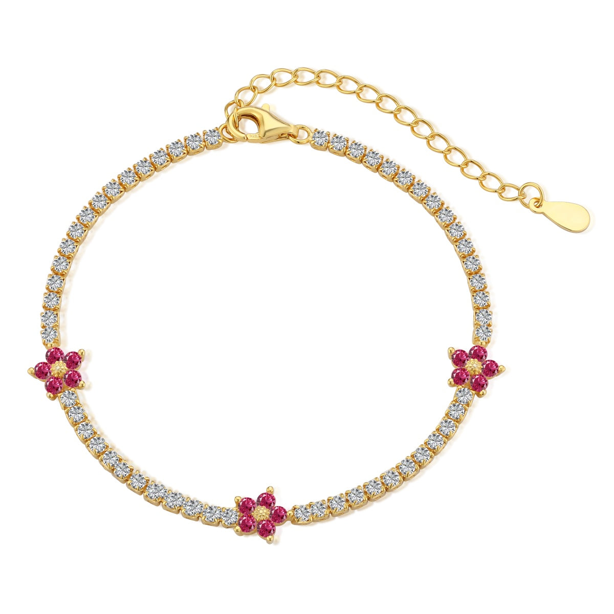 [Joyas Regalia] Pulsera de tenis con forma de flor brillante