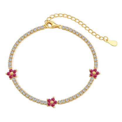 [Joyas Regalia] Pulsera de tenis con forma de flor brillante