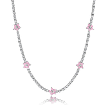 [Bijoux Regalia] Collier tennis luxueux à fleurs colorées