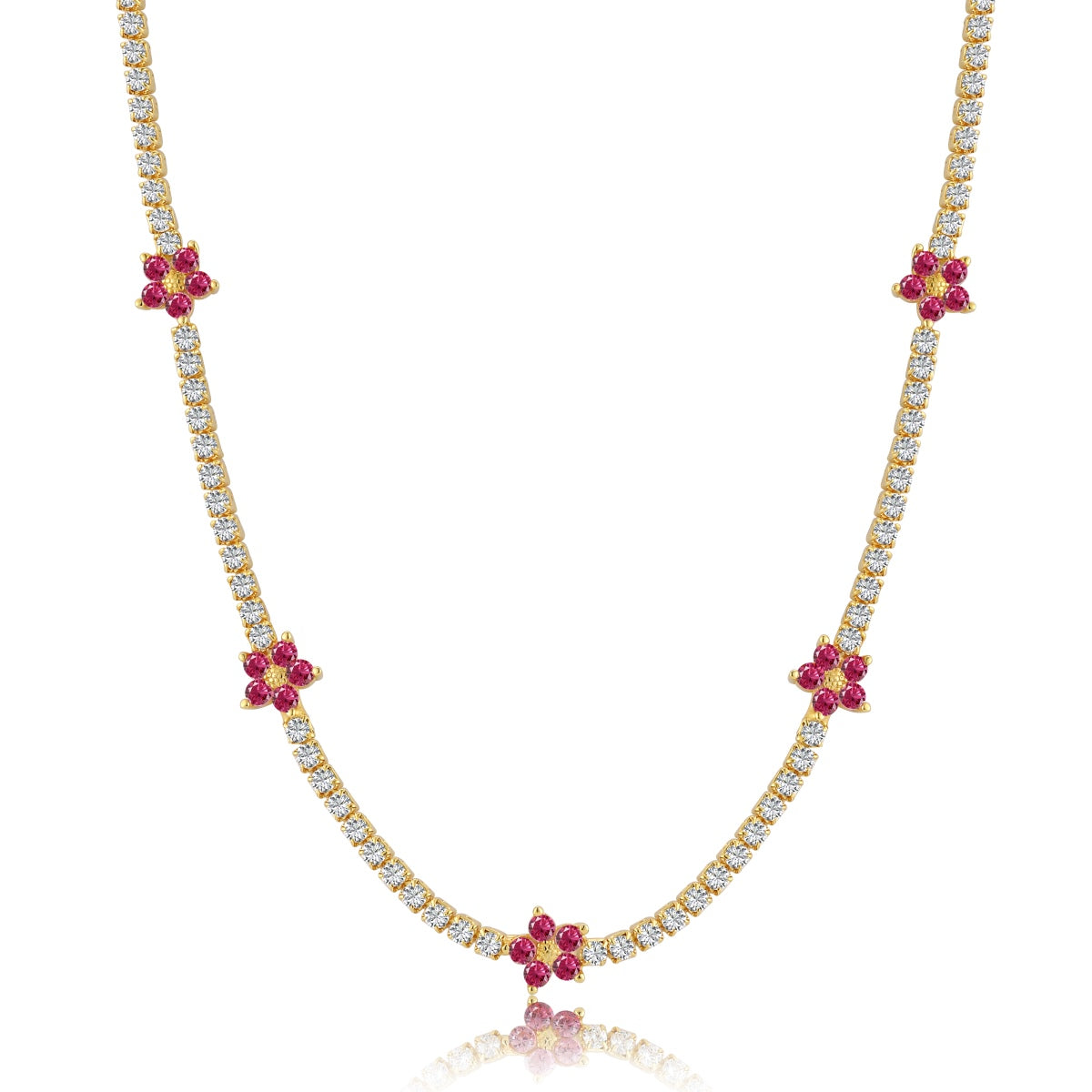[Bijoux Regalia] Collier tennis luxueux à fleurs colorées