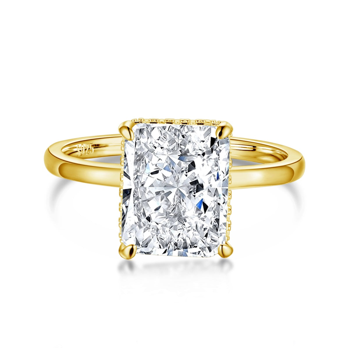 [Joyas Regalia] Anillo de banquete de 4,0 quilates con corte radiante y ornamentado