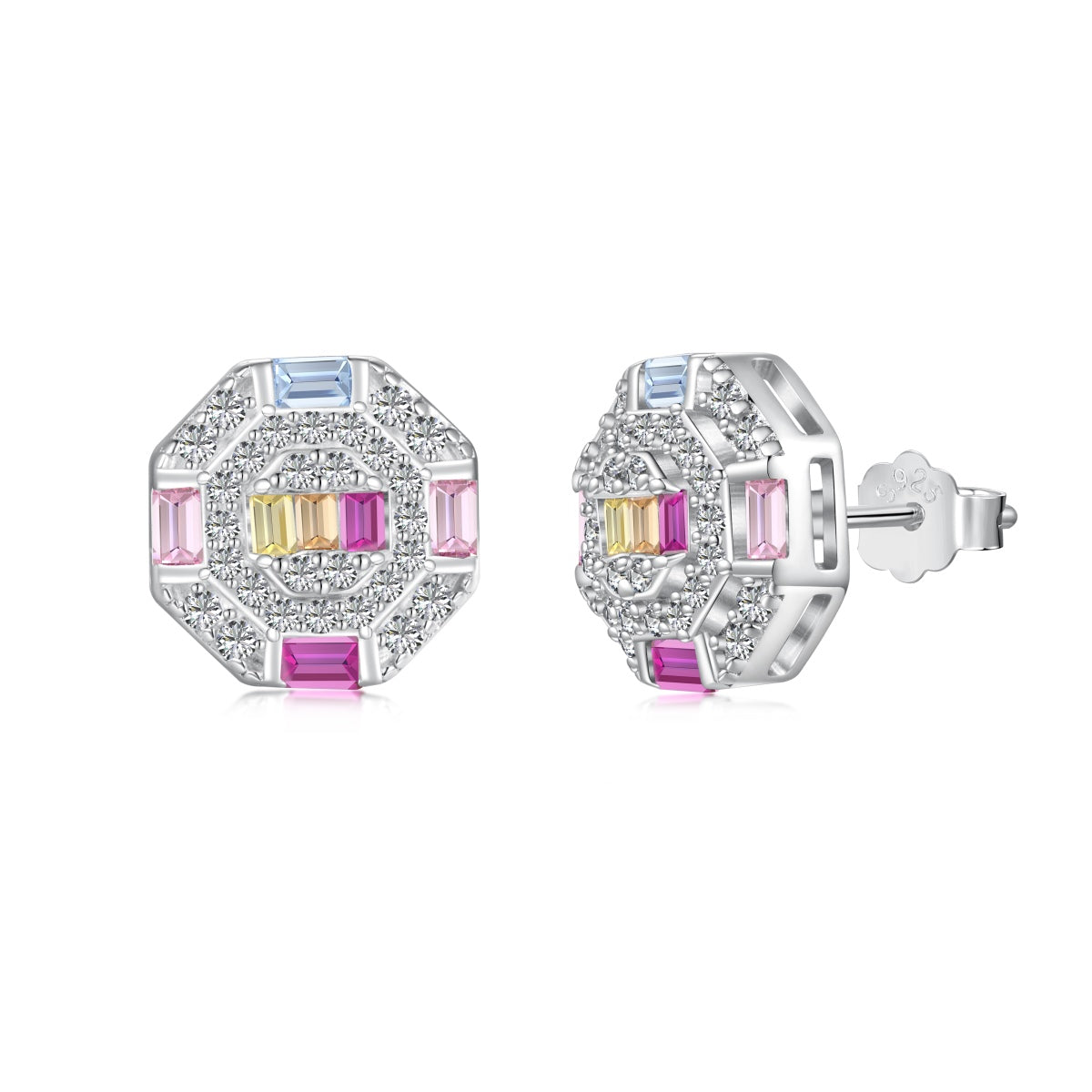 [Joyas Regalia] Pendientes diarios con forma de octágono adornados y coloridos