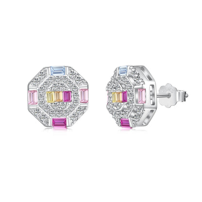[Joyas Regalia] Pendientes diarios con forma de octágono adornados y coloridos