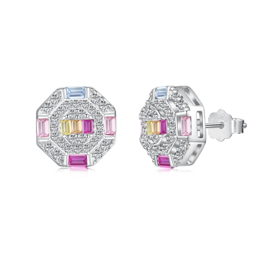 [Joyas Regalia] Pendientes diarios con forma de octágono adornados y coloridos