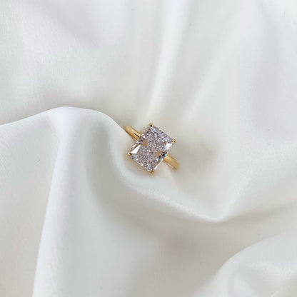 [Joyas Regalia] Anillo de banquete de 4,0 quilates con corte radiante y ornamentado