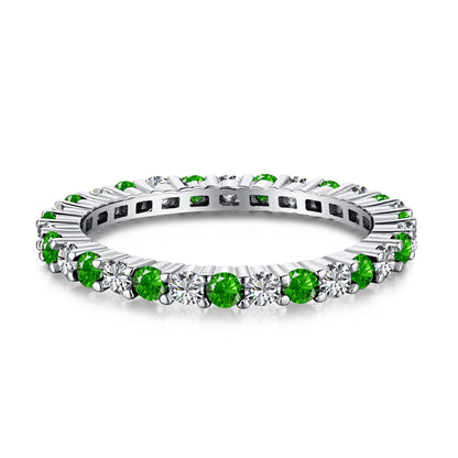 [Joyas Regalia] Exquisito anillo de tenis de corte redondo colorido