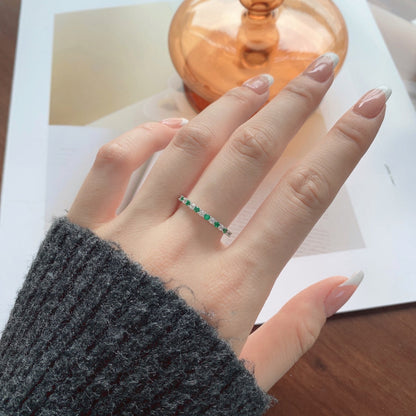 [Joyas Regalia] Exquisito anillo de tenis de corte redondo colorido