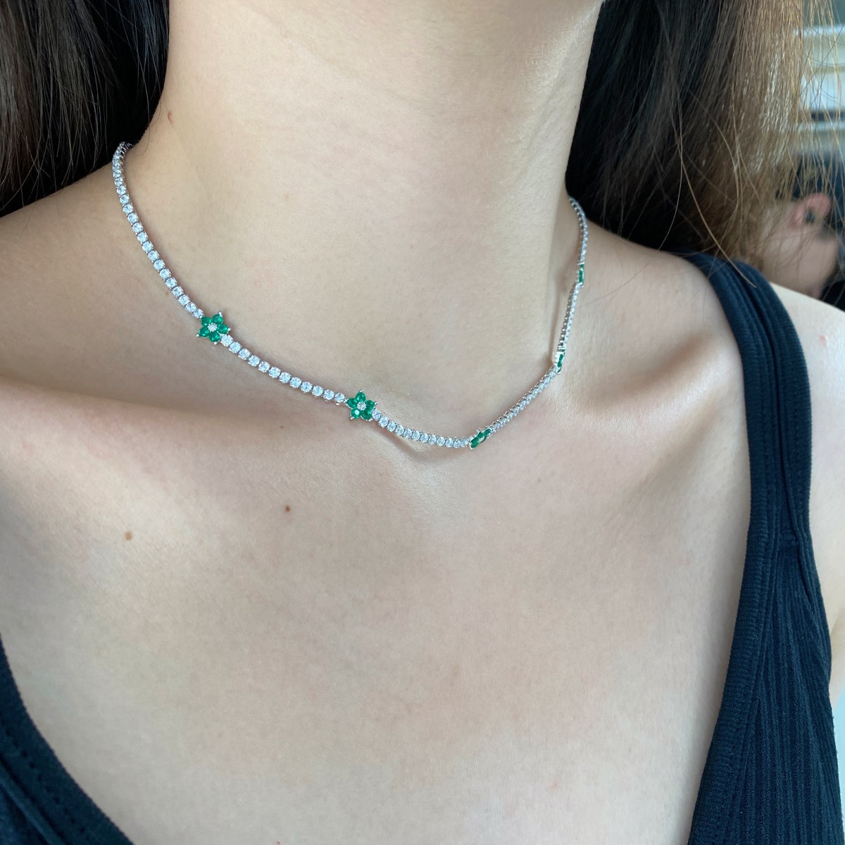 [Bijoux Regalia] Collier tennis luxueux à fleurs colorées