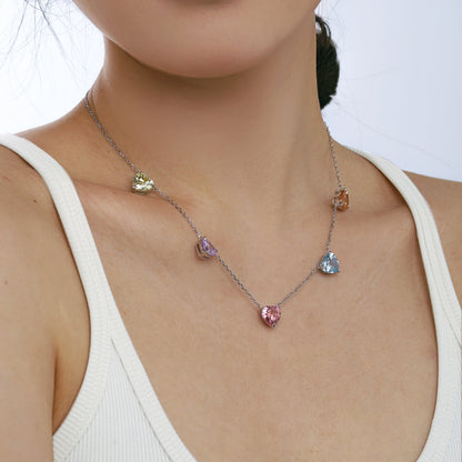 [Bijoux Regalia] Collier scintillant en forme de cœur coloré