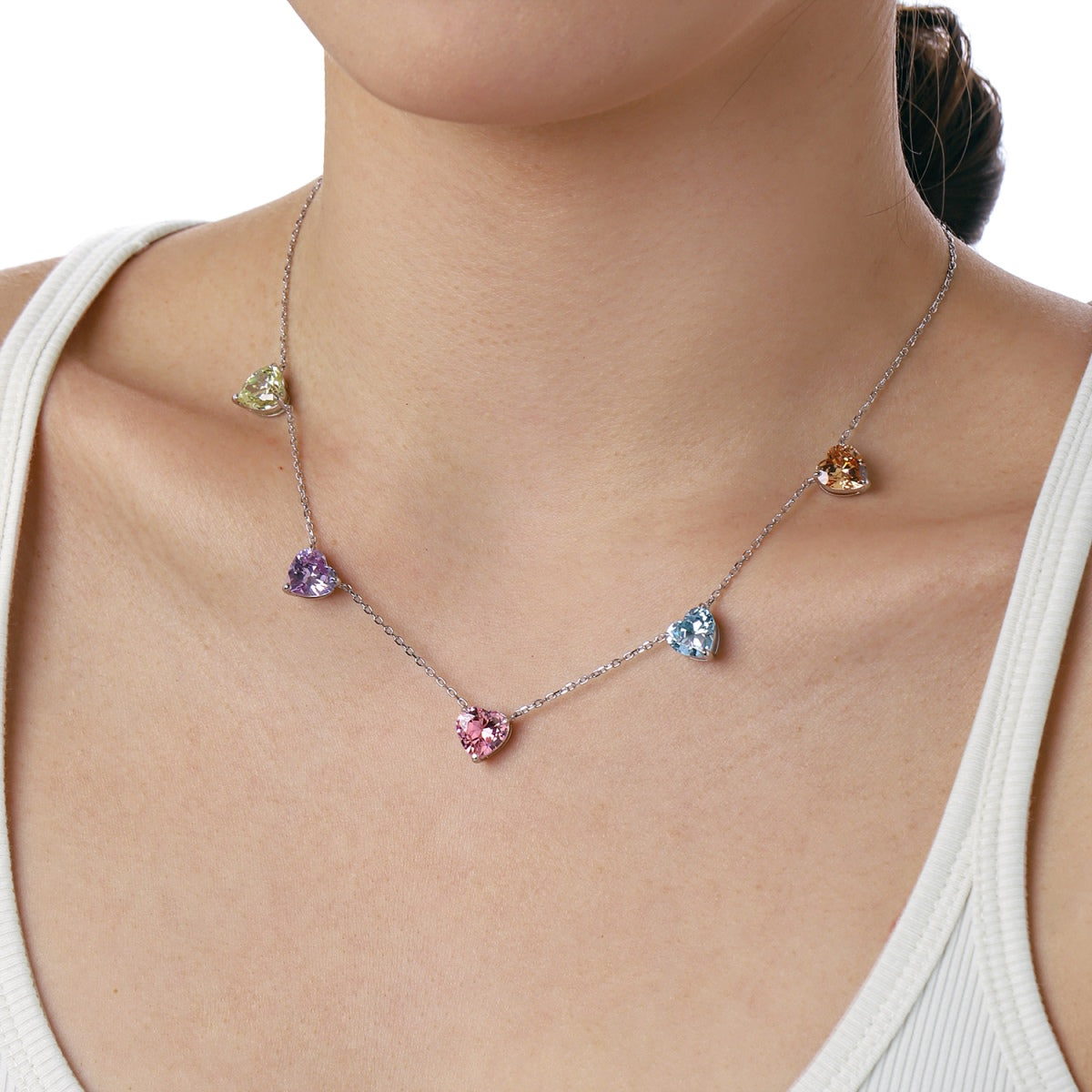 [Bijoux Regalia] Collier scintillant en forme de cœur coloré