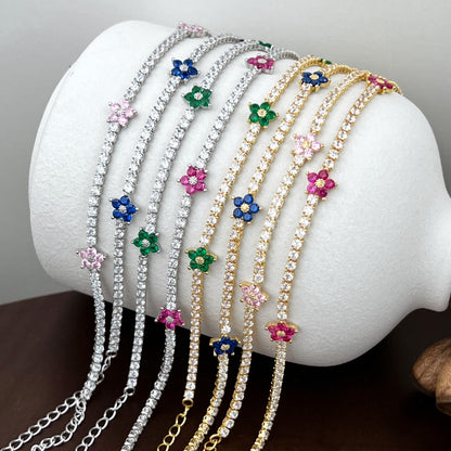 [Joyas Regalia] Pulsera de tenis con forma de flor brillante