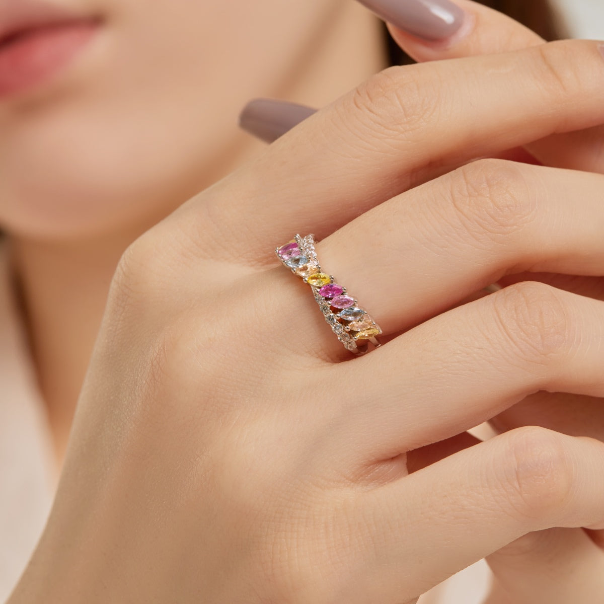 [Regalia jewelry]Unique Colorful Marquise Cut Daily Ring