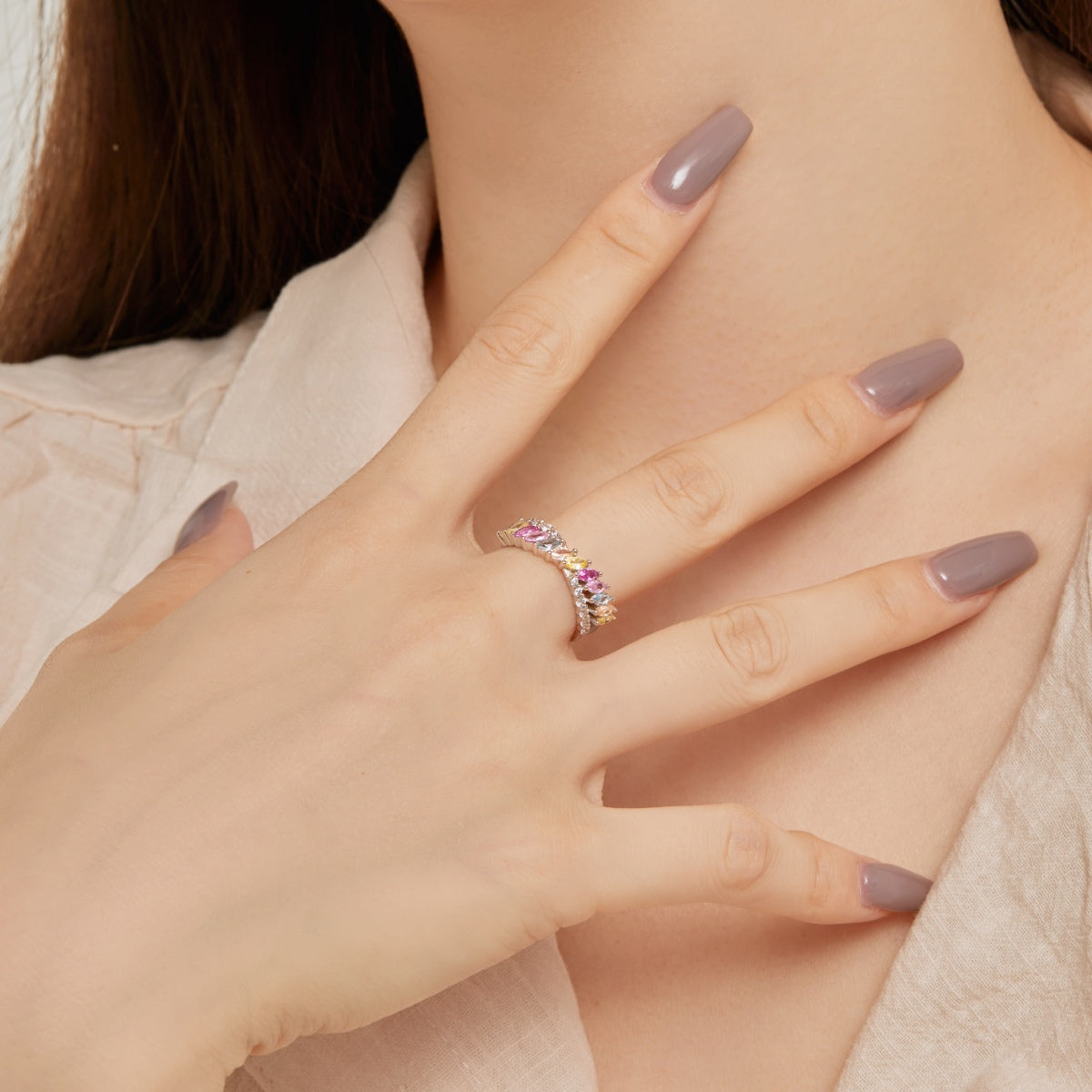 [Regalia jewelry]Unique Colorful Marquise Cut Daily Ring