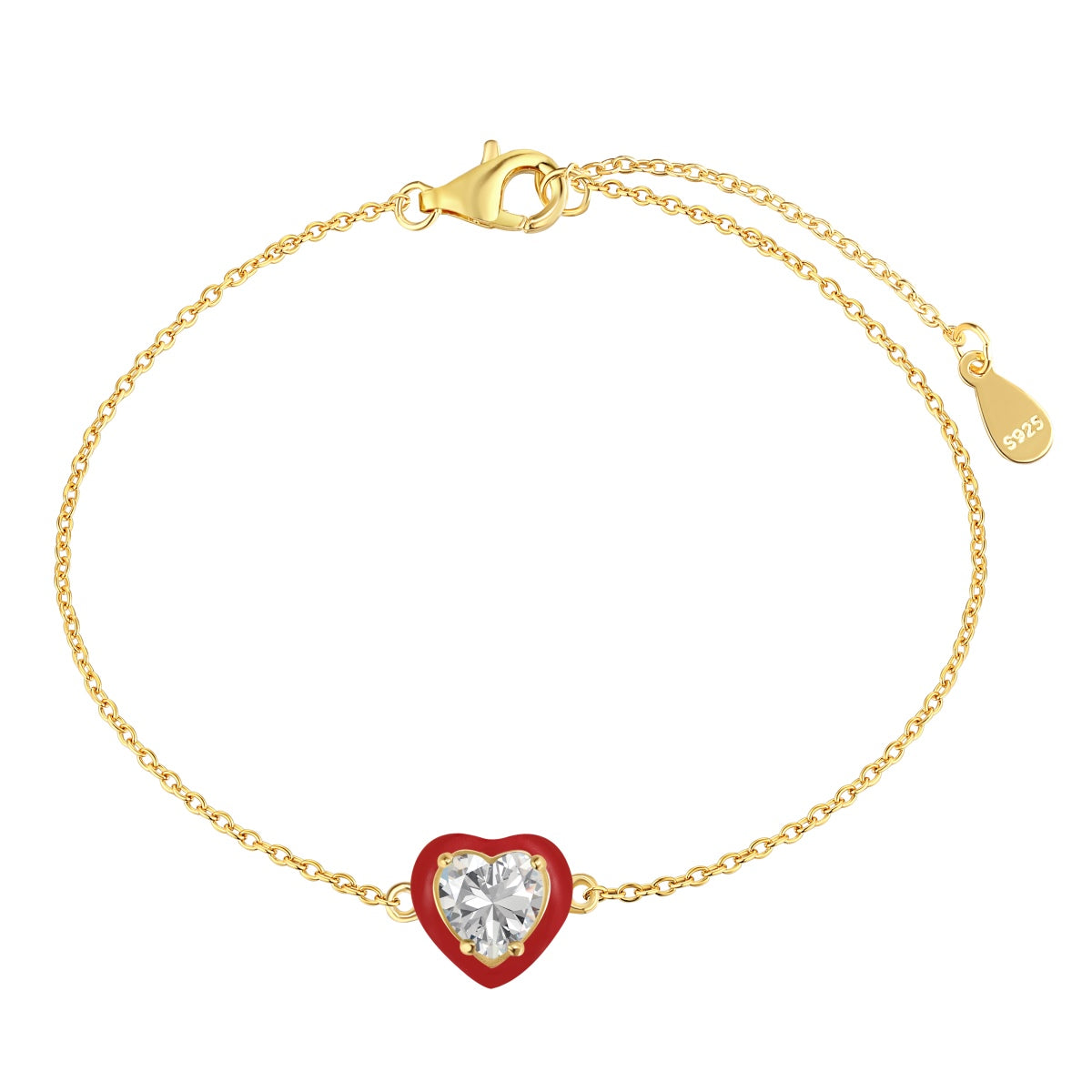 [Joyas Regalia] Pulsera romántica con forma de corazón brillante para enamorados