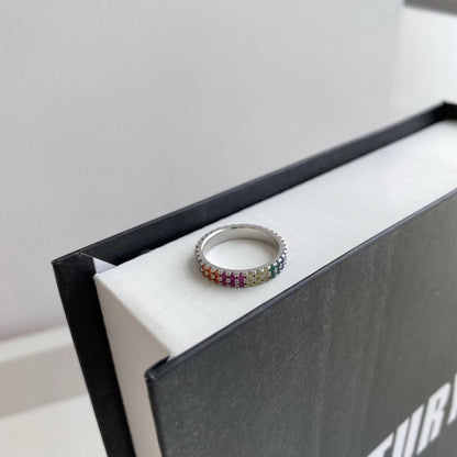 [Regalia jewelry]Unique Colorful Round Cut Tennis Ring