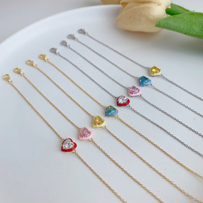 [Joyas Regalia] Pulsera romántica con forma de corazón brillante para enamorados