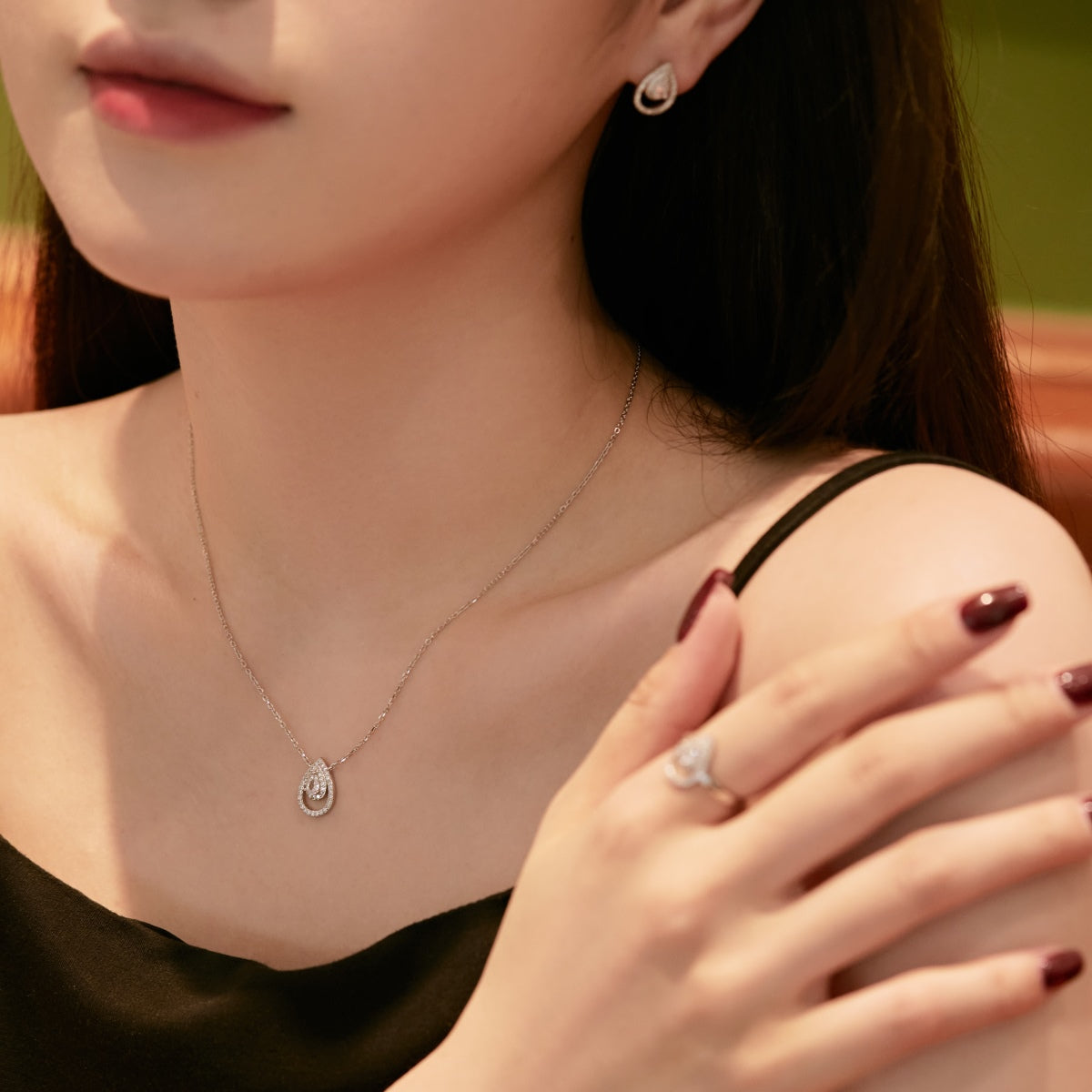 [Joyas Regalia]Collar brillante de corte de pera