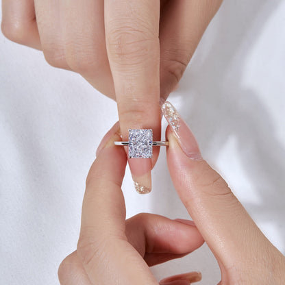 [Joyas Regalia] Anillo de banquete de 4,0 quilates con corte radiante y ornamentado