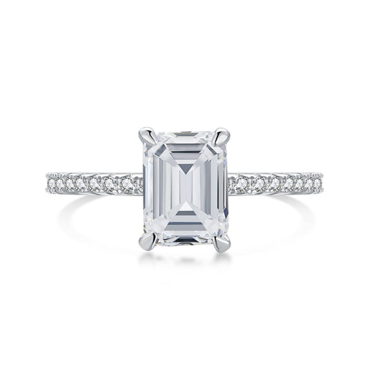 [Joyas Regalia] Anillo de fiesta de 2,0 quilates con corte radiante y ornamentado brillante
