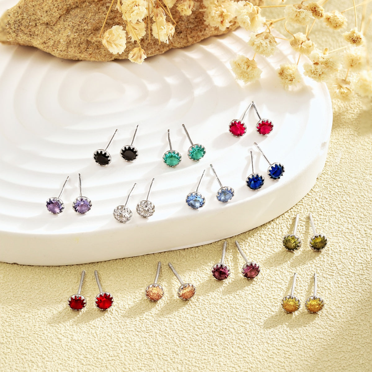 [Joyas Regalia] Pendientes redondos de colores brillantes