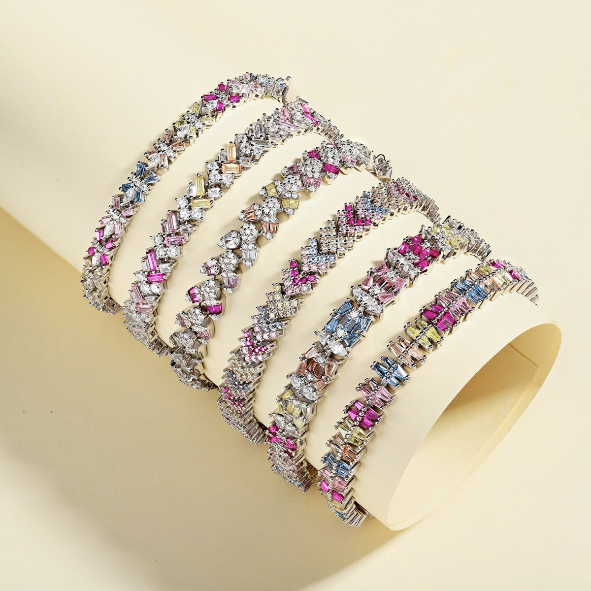 [Regalia jewelry]Radiant Colorful Emerald Cut Party Bracelet