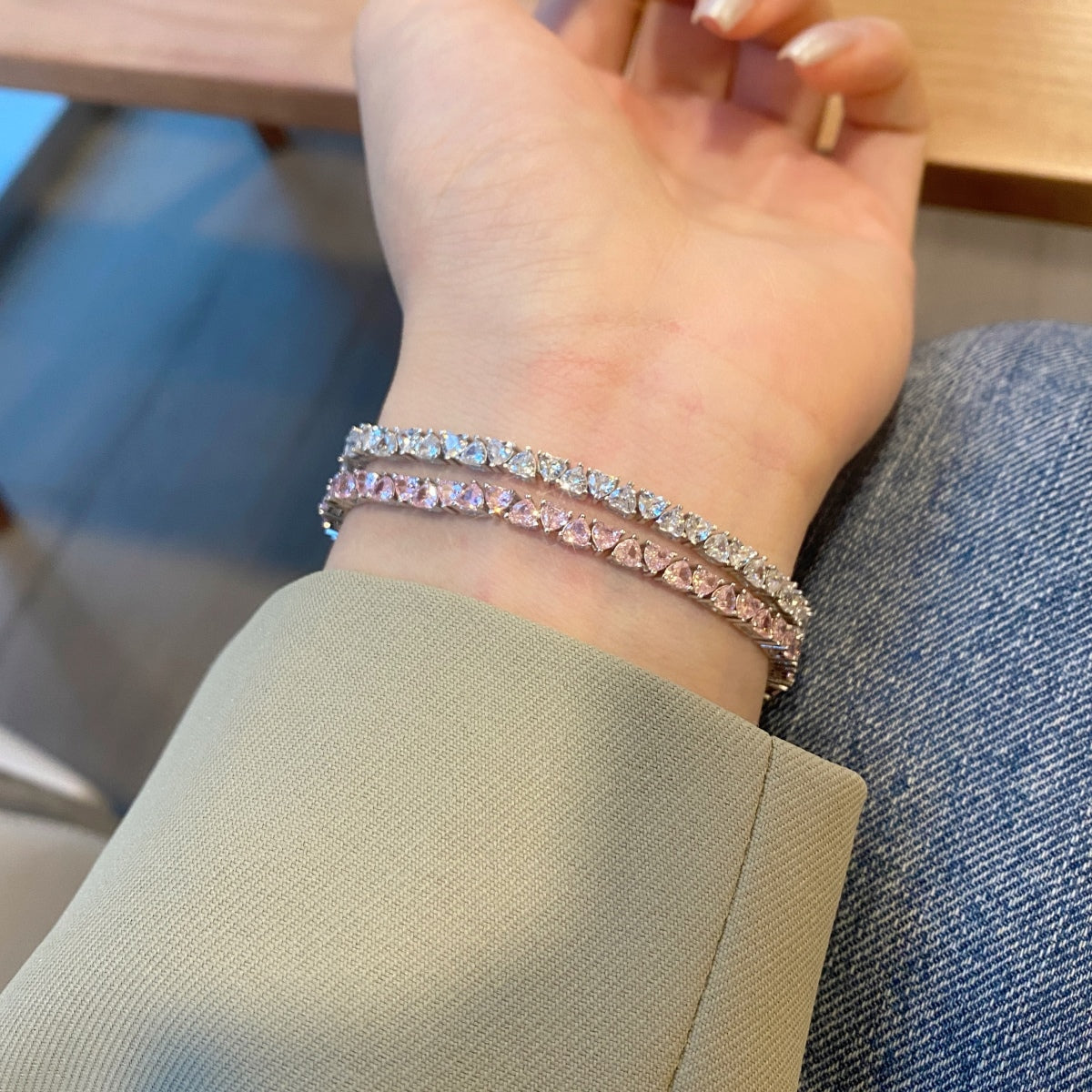 [Joyas Regalia] Pulsera romántica deslumbrante con forma de corazón para enamorados