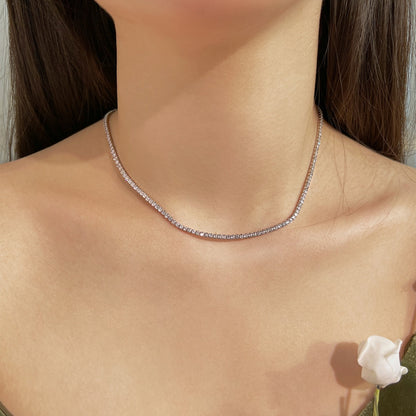 [Bijoux Regalia] Collier tennis délicat de forme ronde