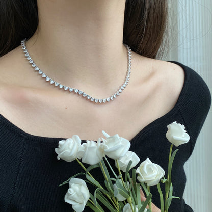 [Joyas Regalia]Collar de tenis con corte de corazón ornamentado
