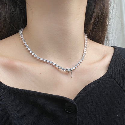 [Joyas Regalia]Collar de tenis con corte de corazón ornamentado