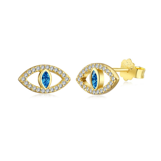 [Joyas Regalia] Pendientes huecos con ojos de diablo azul