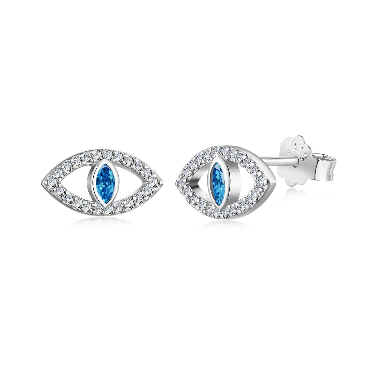 [Joyas Regalia] Pendientes huecos con ojos de diablo azul