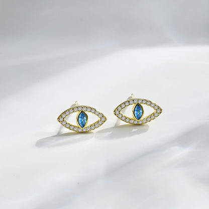 [Joyas Regalia] Pendientes huecos con ojos de diablo azul