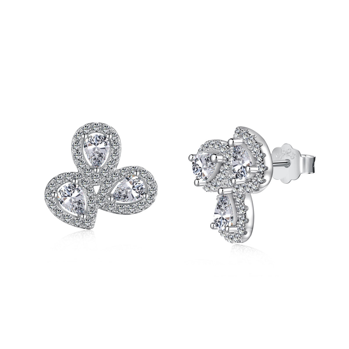 [Joyas Regalia] Pendientes de corte de pera con forma de flor ornamentada