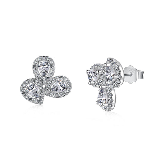 [Joyas Regalia] Pendientes de corte de pera con forma de flor ornamentada