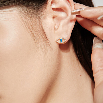 [Joyas Regalia] Pendientes huecos con ojos de diablo azul