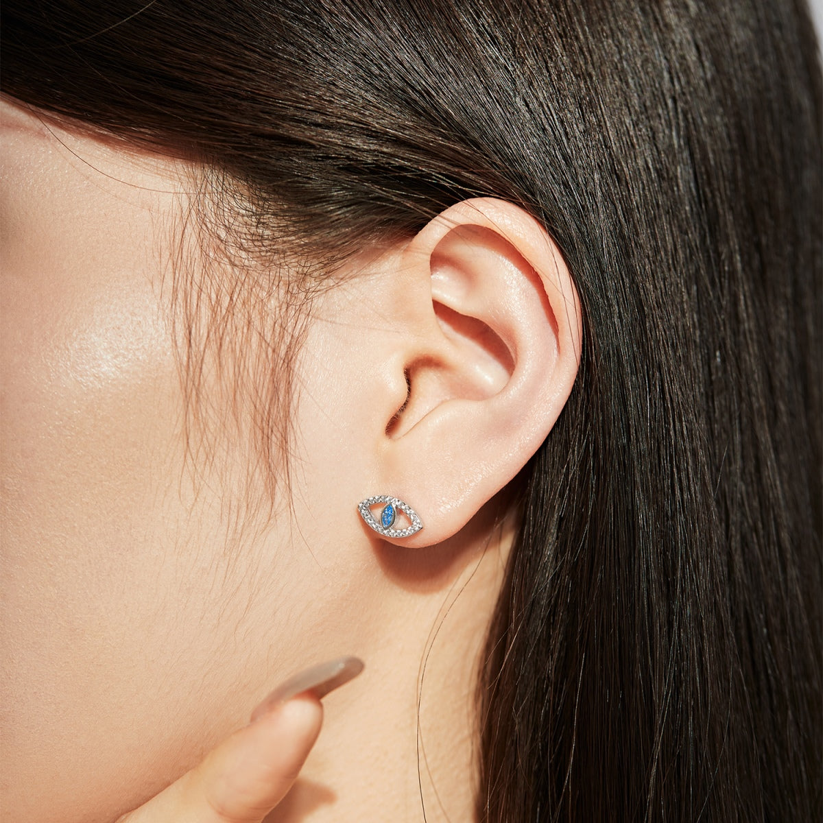 [Joyas Regalia] Pendientes huecos con ojos de diablo azul