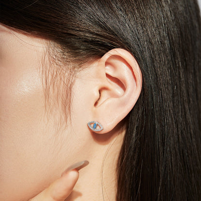 [Joyas Regalia] Pendientes huecos con ojos de diablo azul